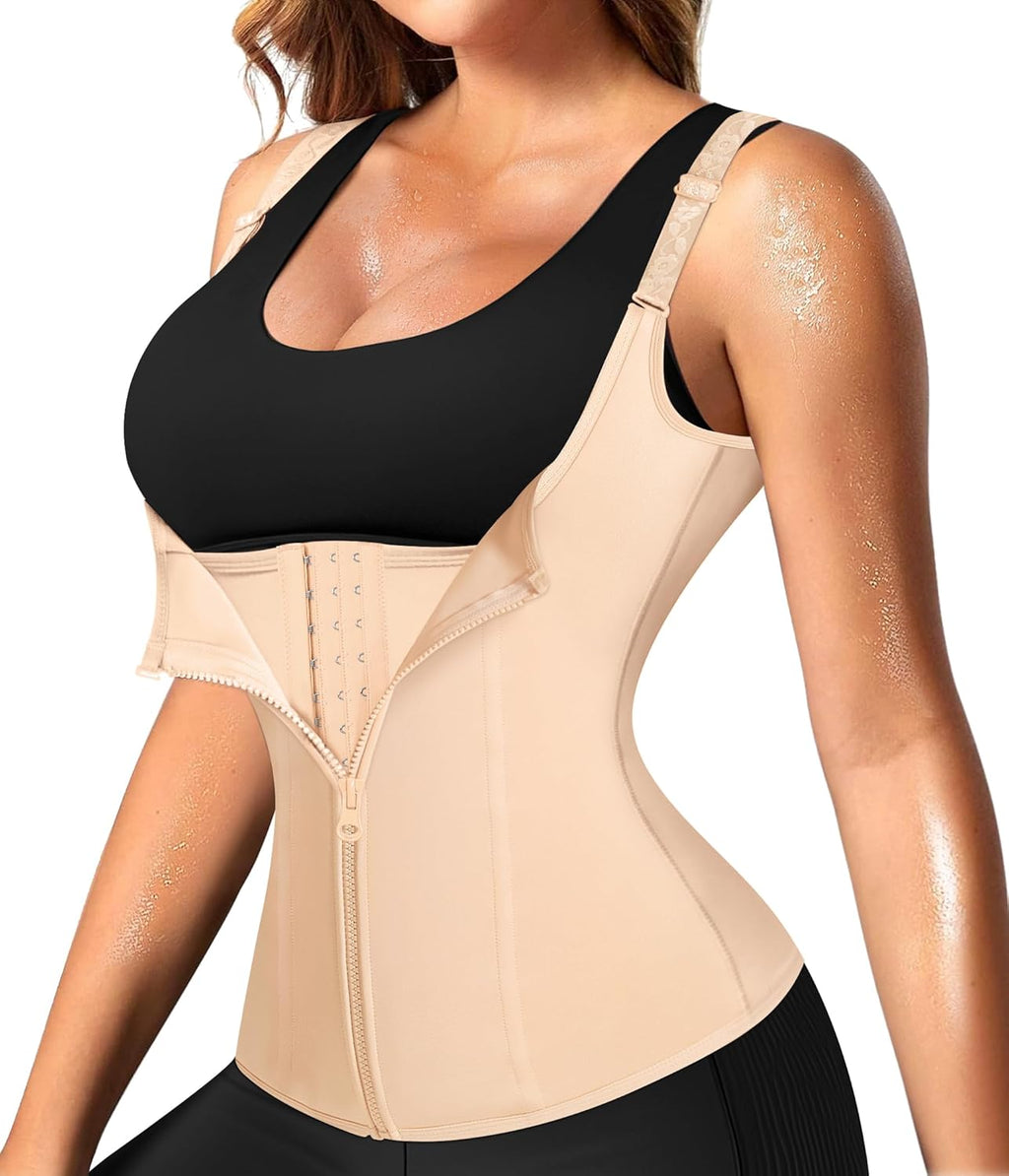 Waist Trainer for Women Corset Shapewear with Zipper Women'S Waist Cincher Tank Top with Adjustable Straps