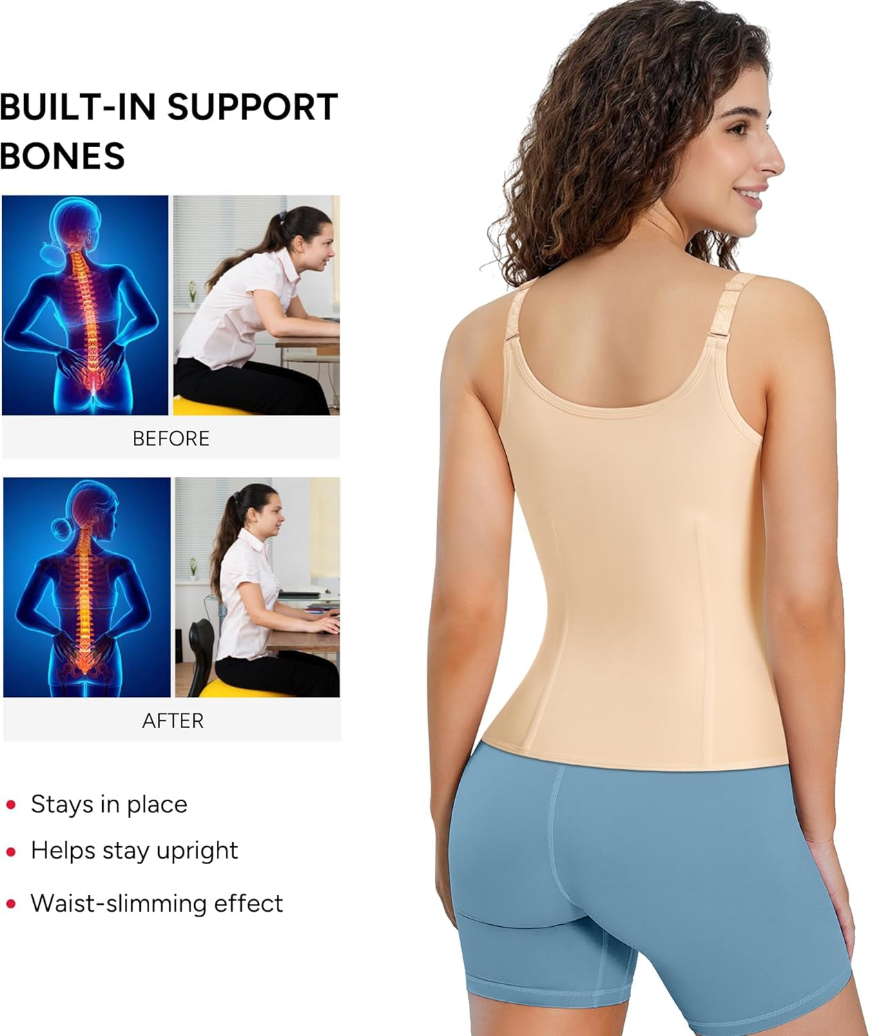 Waist Trainer for Women Corset Shapewear with Zipper Women'S Waist Cincher Tank Top with Adjustable Straps