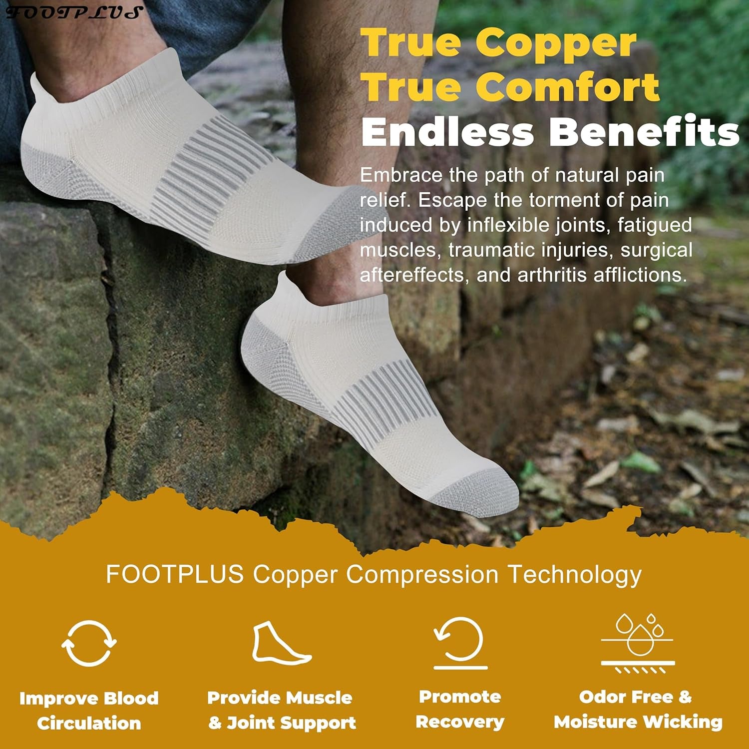 Copper Compression Socks,Unisex Cushioned Sole Arch Support Athletic Ankle/Crew Running Hiking Socks