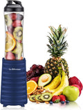 Smoothies Blender Personal Size 300 Watts with 18 Oz Bpa-Free Portable Travel Sports Bottle,Navy