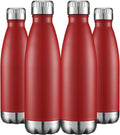 17Oz Stainless Steel Water Bottles Bulk, Vacuum Insulated Double Walled Powder Coated Reusable Metal Sports Water Bottles Keep Drinks Hot and Cold, Red, 4Packs