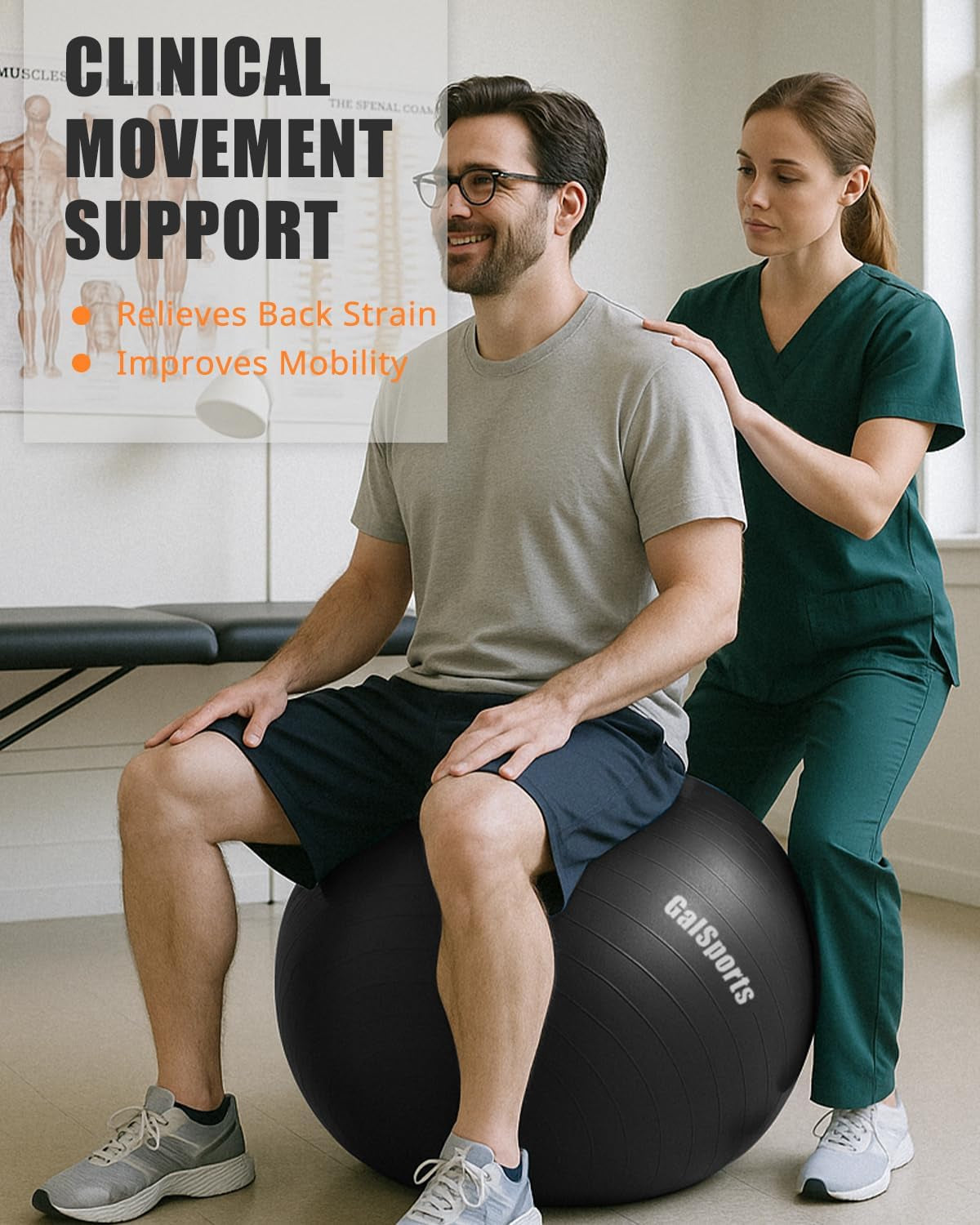 Anti-Burst Slip Resistant Stability Ball - Swiss Ball for Home Gym & Physical Therapy