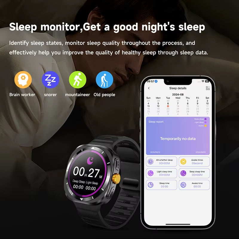Watch 7 GPS Compass NFC Smart Watch Outdoor Sports Men Heart Rate AMOLED Bluetooth Call Waterproof Smart Watch for Android Ios