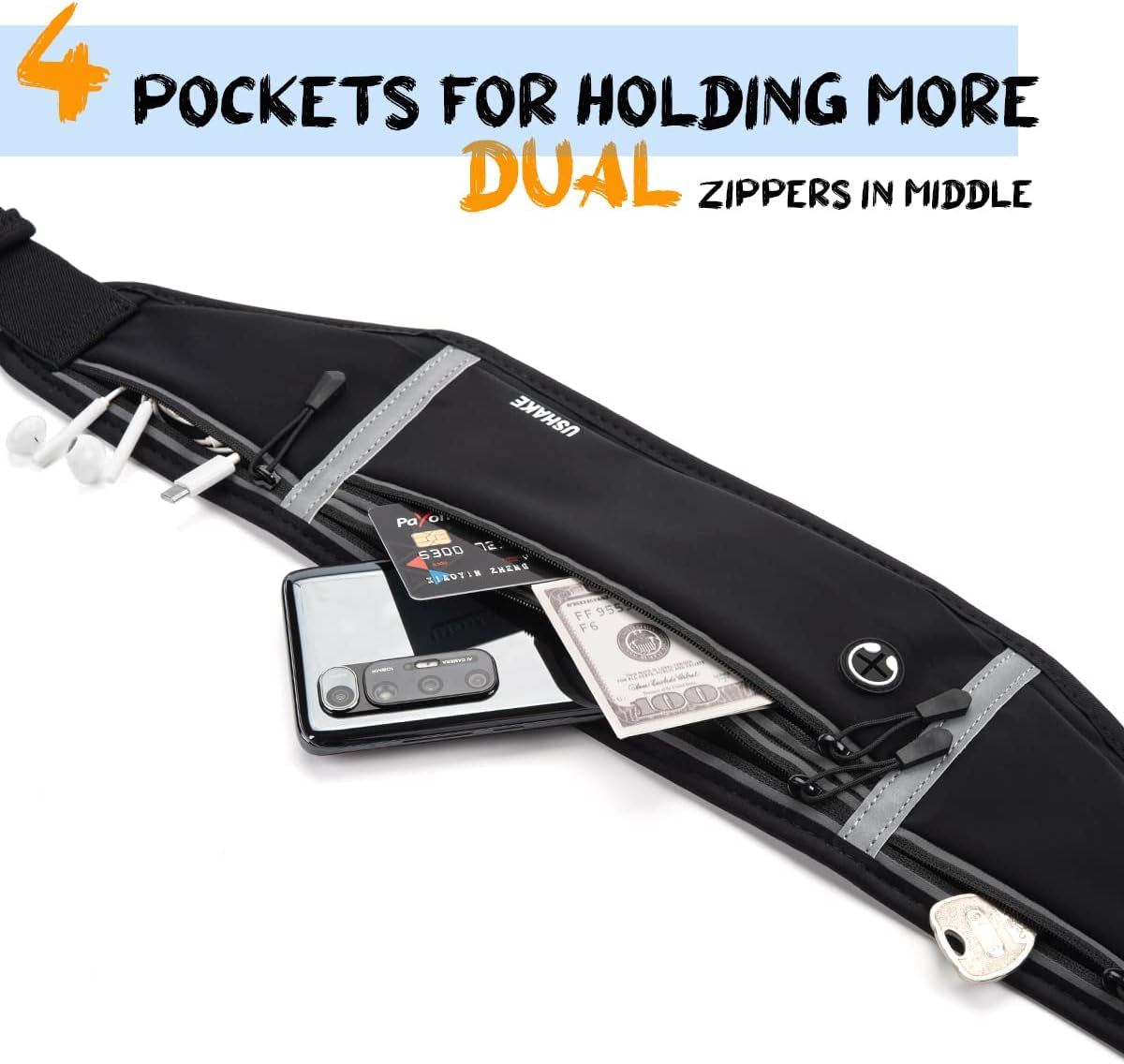 Slim Running Belt, Workout Fanny Pack for Men Women,Exercise Waist Pack for Apple Iphone Holder, Runner Belt for Running Walking Cycling Camping Gym