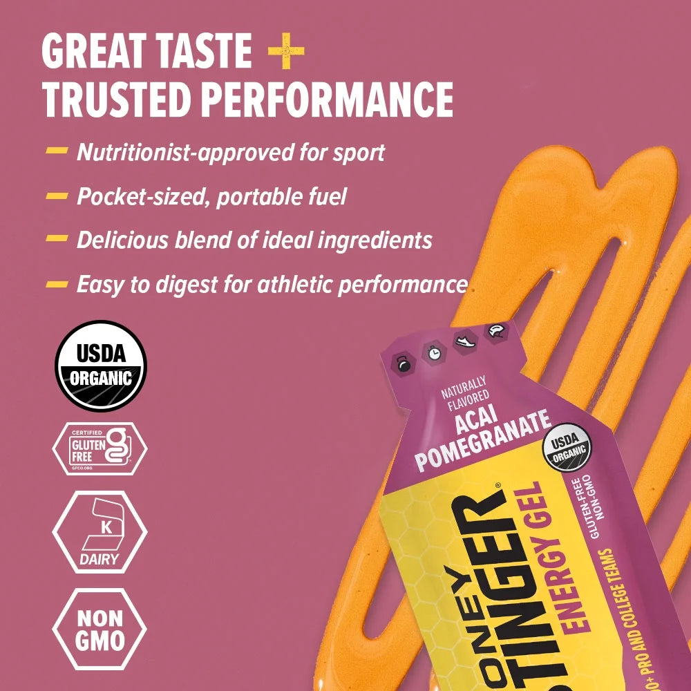 Organic Gluten-Free Energy Gel, Acai Pomegranate, 1.1 Oz, 24 Count