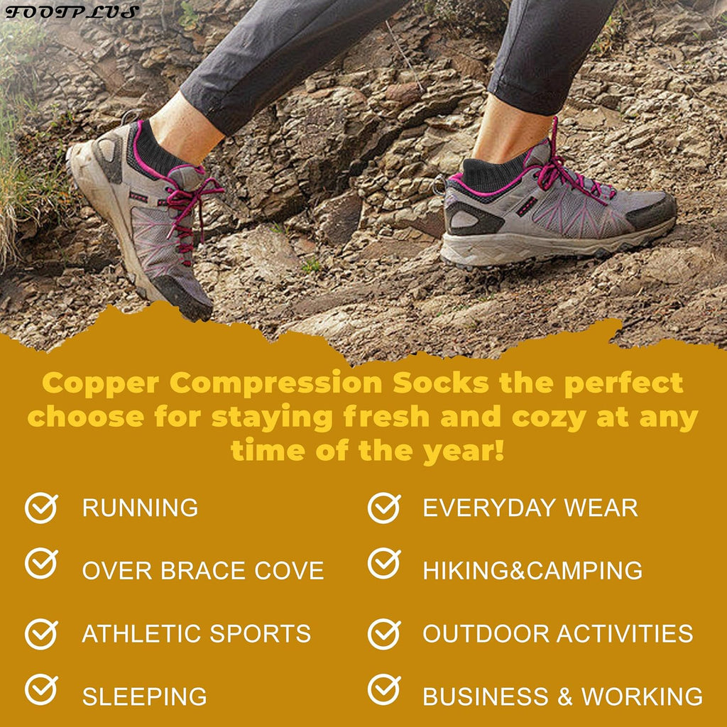 Copper Compression Socks,Unisex Cushioned Sole Arch Support Athletic Ankle/Crew Running Hiking Socks