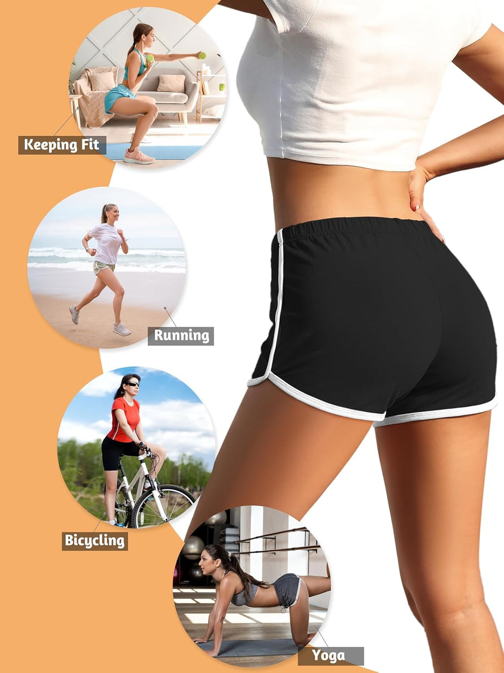 4 Pack Yoga Short Pants Cotton Sports Shorts Gym Dance Lounge Shorts Dolphin Running Athletic Shorts for Women