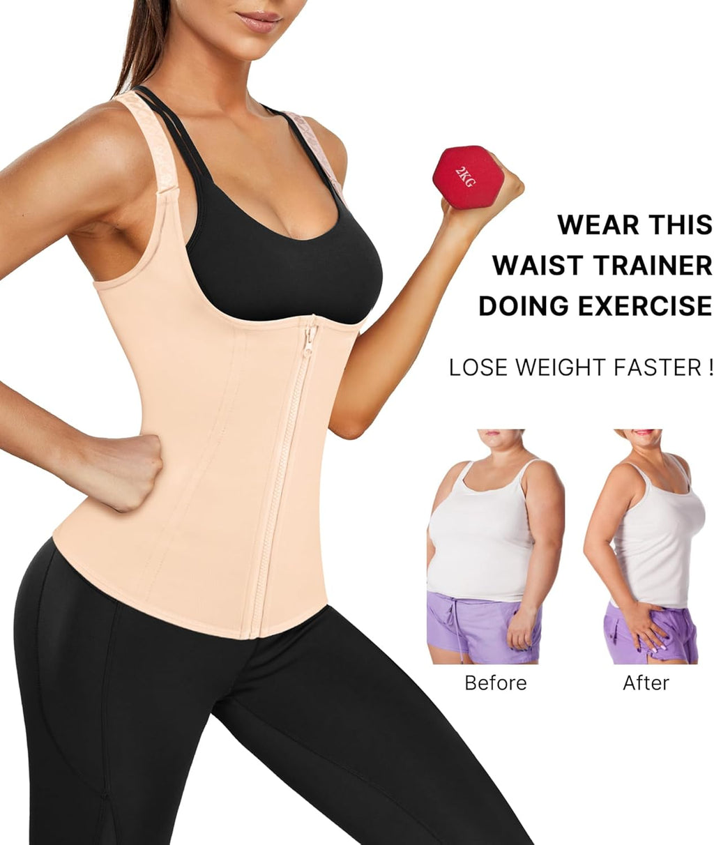Waist Trainer for Women Corset Shapewear with Zipper Women'S Waist Cincher Tank Top with Adjustable Straps