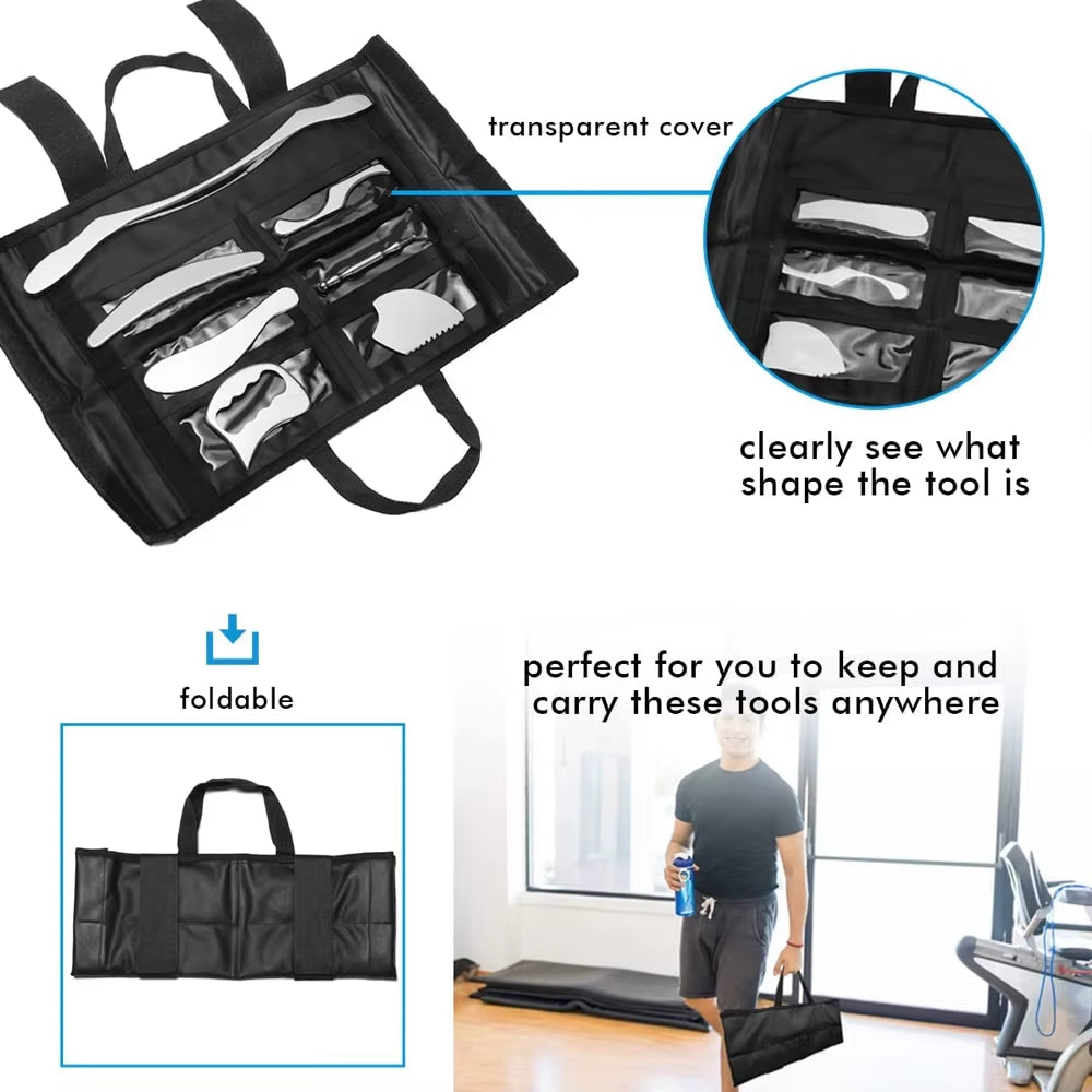 7PCS IASTM Stainless Steel Gua Sha Scraping Tools Muscle Physical Therapy Neck Face Body Massage Equipment