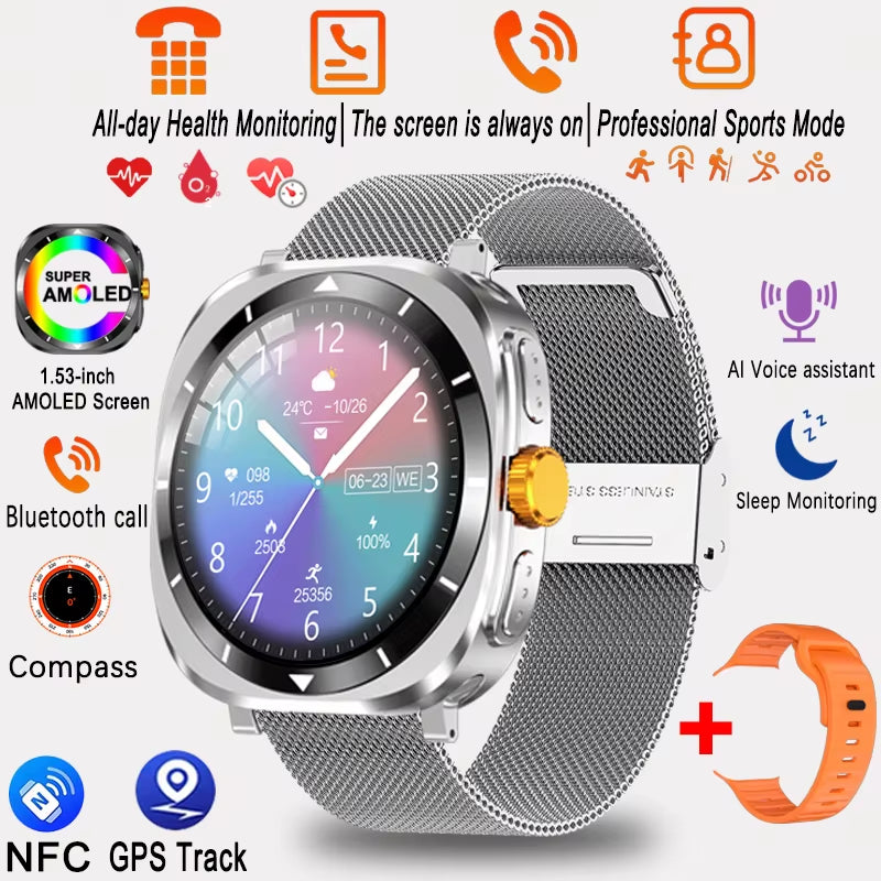 Watch 7 GPS Compass NFC Smart Watch Outdoor Sports Men Heart Rate AMOLED Bluetooth Call Waterproof Smart Watch for Android Ios
