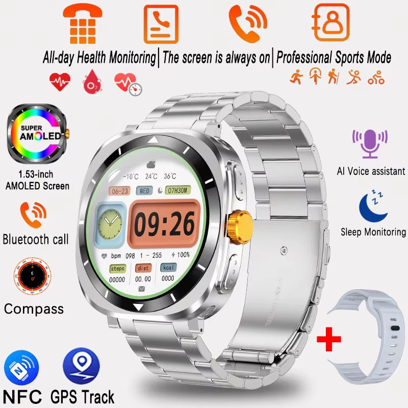 Watch 7 GPS Compass NFC Smart Watch Outdoor Sports Men Heart Rate AMOLED Bluetooth Call Waterproof Smart Watch for Android Ios