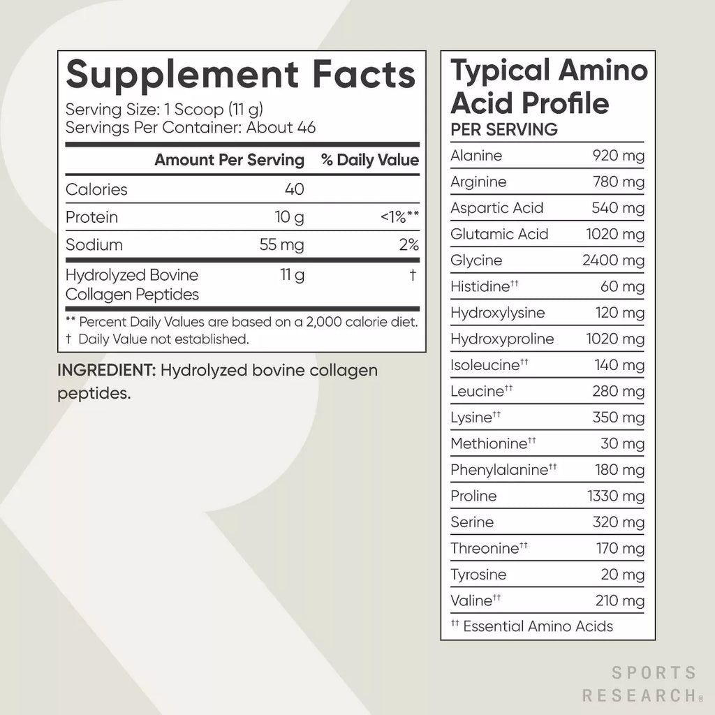 Sports Research Collagen Peptides Powder - Unflavored - 18Oz