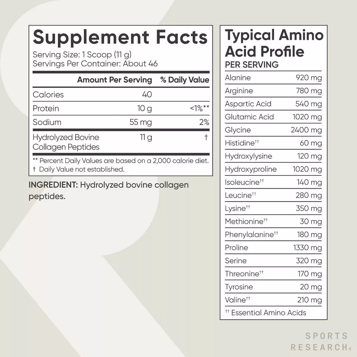 Sports Research Collagen Peptides Powder - Unflavored - 18Oz