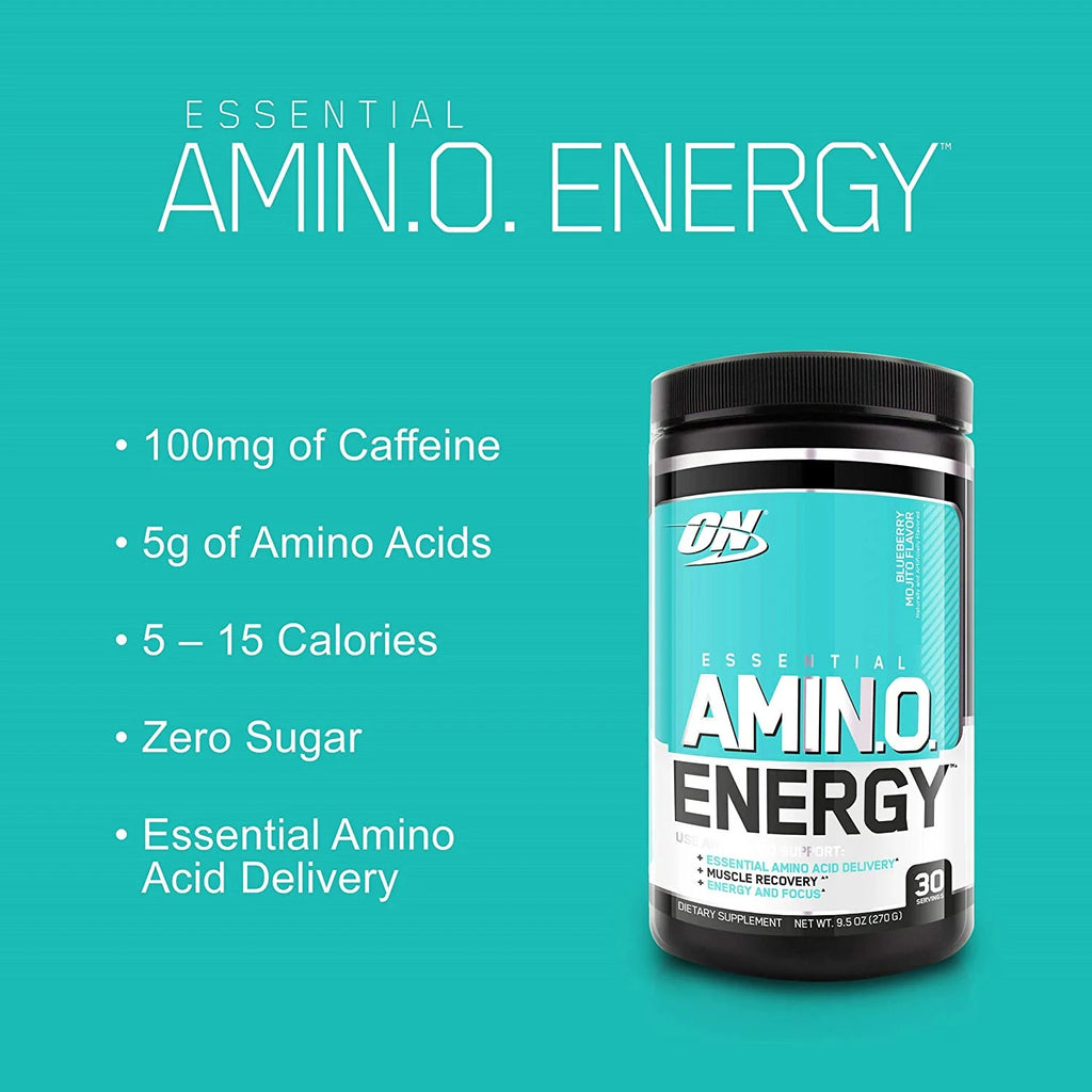 Optimum Nutrition Amino Energy Pre Workout Powder, Green Apple, 30 Servings