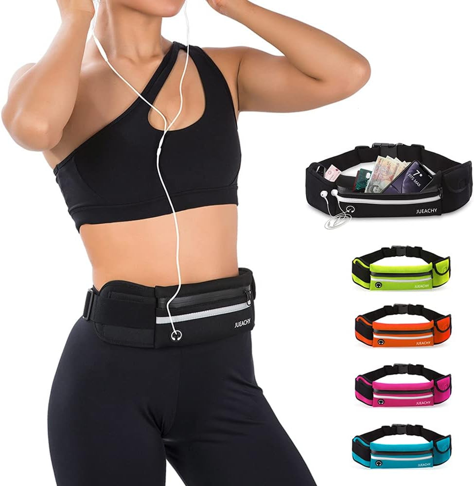 Running Belts for Women Waterproof Fanny Pack Running Waist Pouch Phone Holder Adjustable Sports Money Belt with Headphone Port