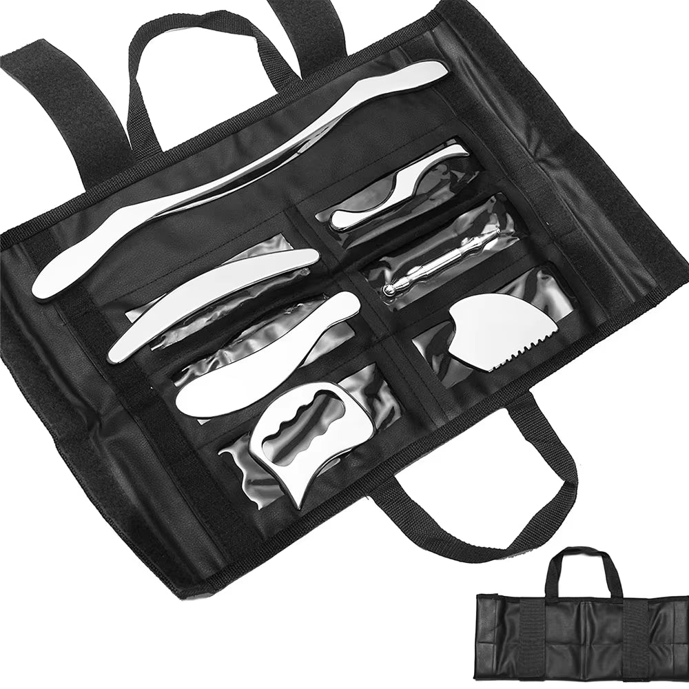 7PCS IASTM Stainless Steel Gua Sha Scraping Tools Muscle Physical Therapy Neck Face Body Massage Equipment