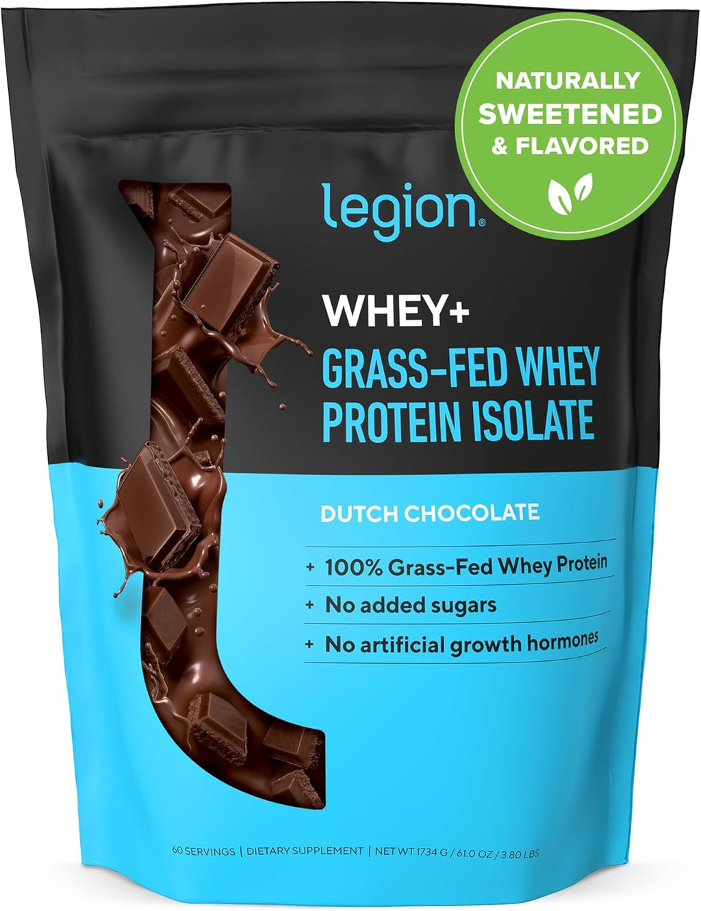 Whey+ Protein Whey Isolate from Grass Fed Cows - Whey Protein Isolate Powder Low Calorie, Non-Gmo, Sugar Free, Lactose and Gluten Free, All Natural Protein Powder for Men & Women (60 Servings)