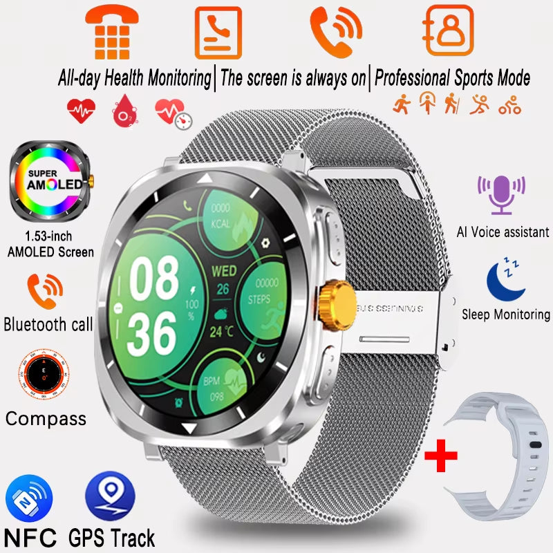 Watch 7 GPS Compass NFC Smart Watch Outdoor Sports Men Heart Rate AMOLED Bluetooth Call Waterproof Smart Watch for Android Ios