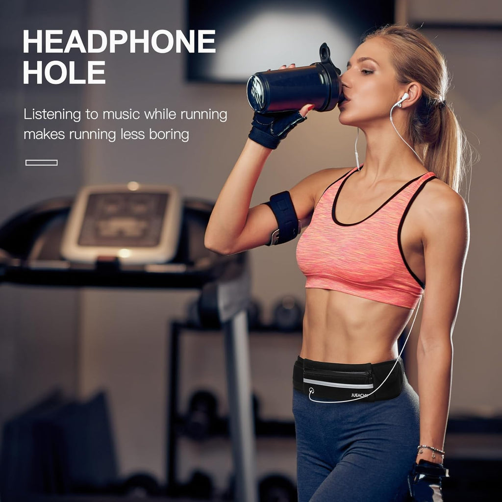 Running Belts for Women Waterproof Fanny Pack Running Waist Pouch Phone Holder Adjustable Sports Money Belt with Headphone Port