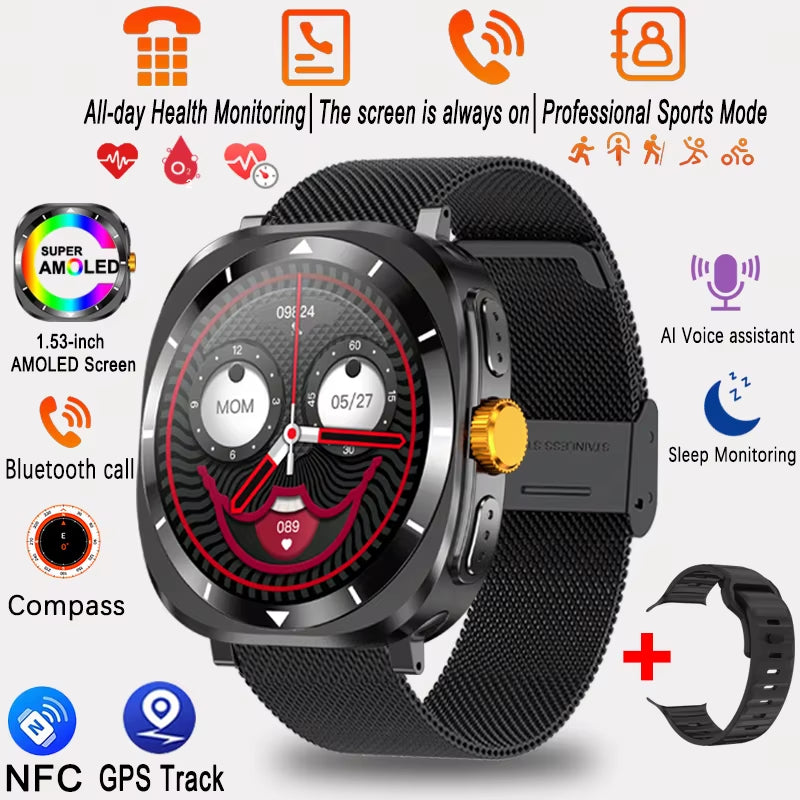 Watch 7 GPS Compass NFC Smart Watch Outdoor Sports Men Heart Rate AMOLED Bluetooth Call Waterproof Smart Watch for Android Ios