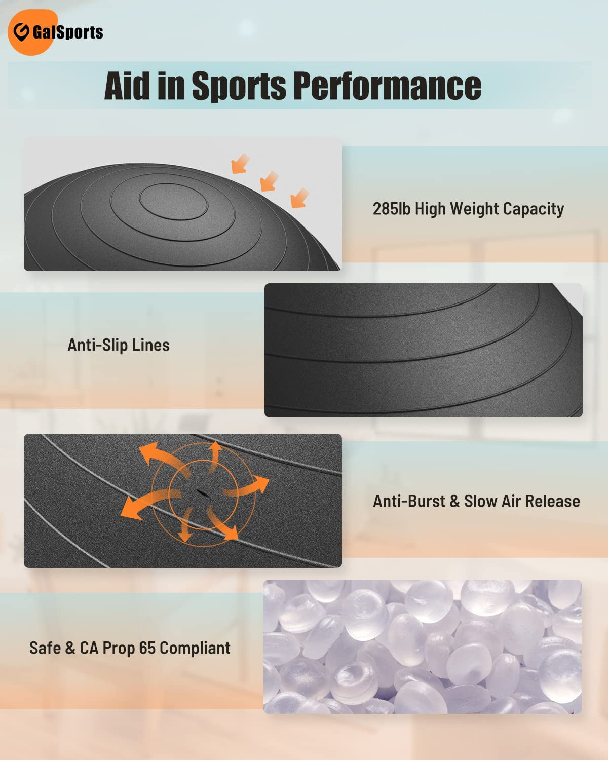 Anti-Burst Slip Resistant Stability Ball - Swiss Ball for Home Gym & Physical Therapy