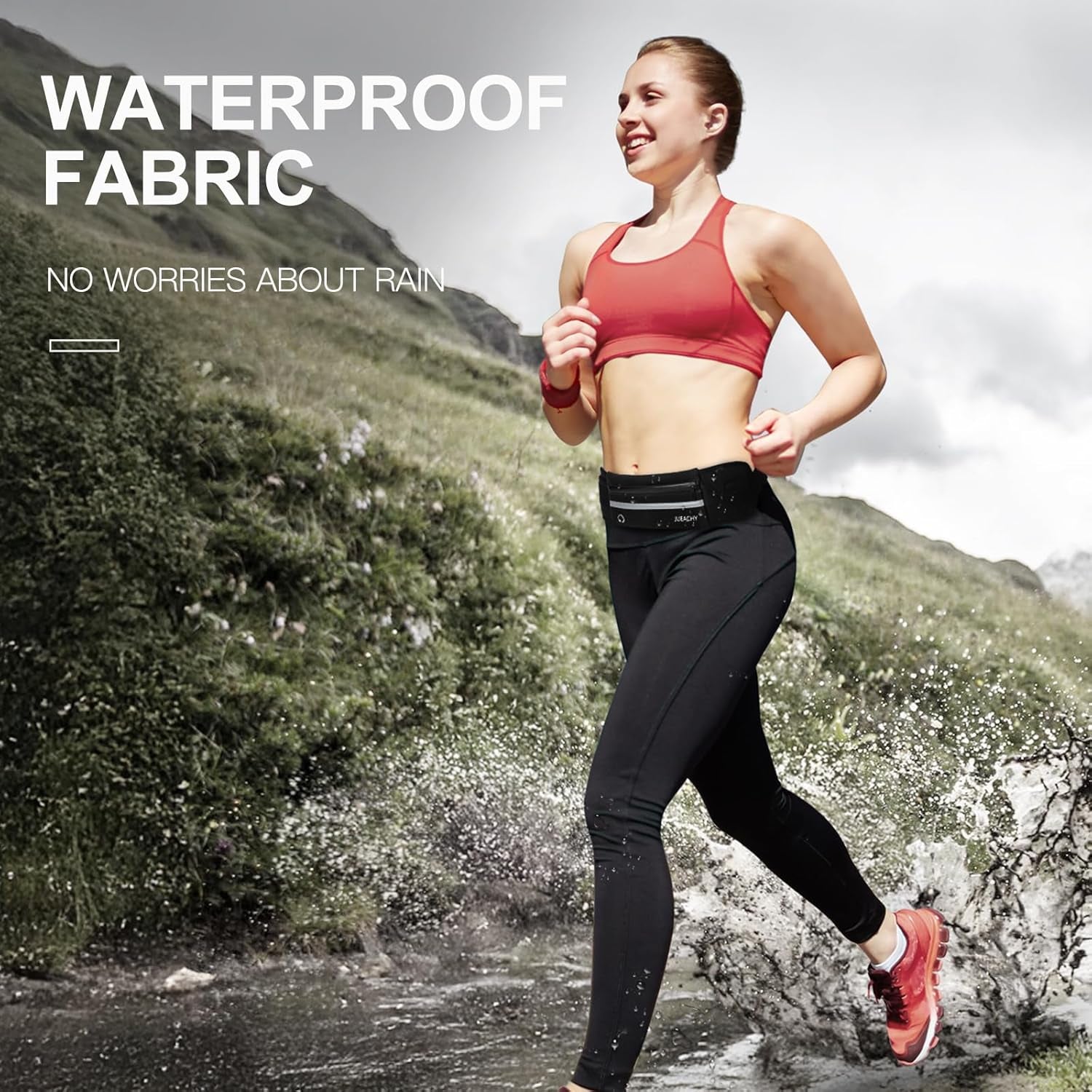 Running Belts for Women Waterproof Fanny Pack Running Waist Pouch Phone Holder Adjustable Sports Money Belt with Headphone Port