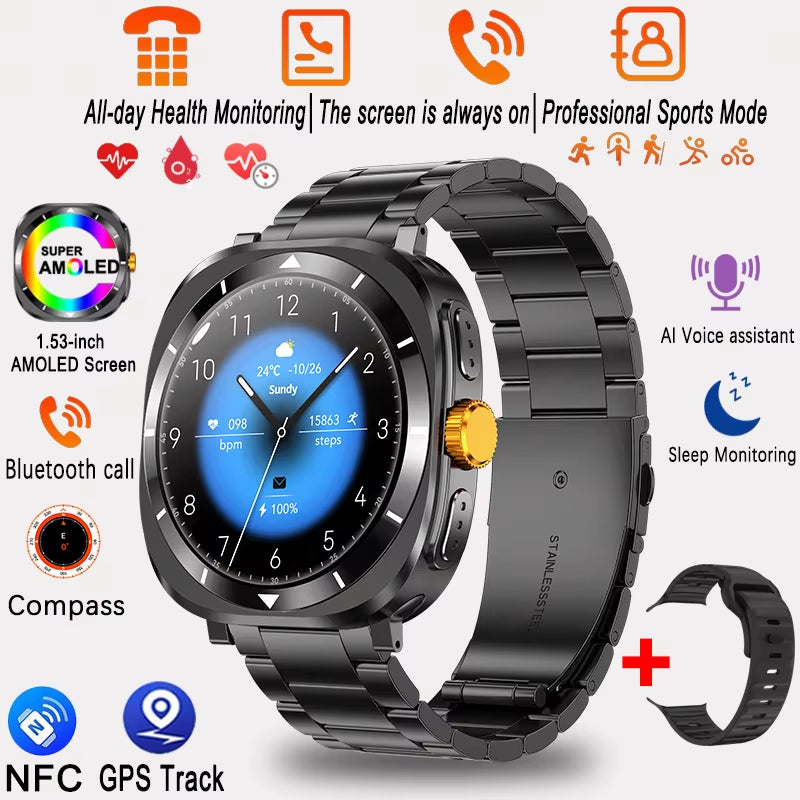 Watch 7 GPS Compass NFC Smart Watch Outdoor Sports Men Heart Rate AMOLED Bluetooth Call Waterproof Smart Watch for Android Ios