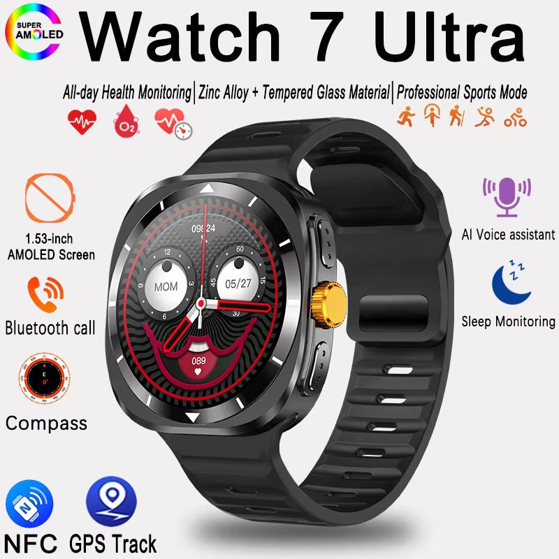 Watch 7 GPS Compass NFC Smart Watch Outdoor Sports Men Heart Rate AMOLED Bluetooth Call Waterproof Smart Watch for Android Ios