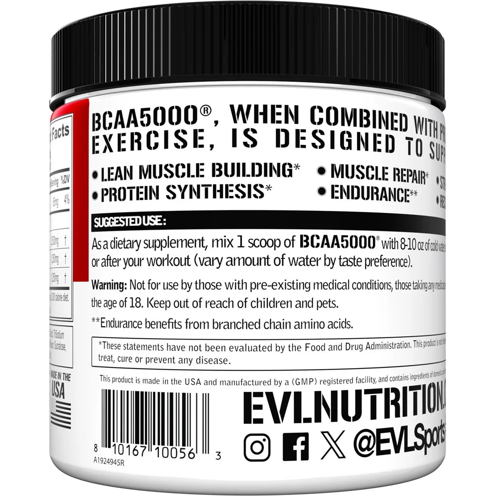 BCAA5000 Powder 5 Grams of Branched Chain Amino Acids (Bcaas) Essential for Performance, Recovery, Endurance, Muscle Building, Keto Friendly, No Sugar (30 Servings, Rocket Pop)