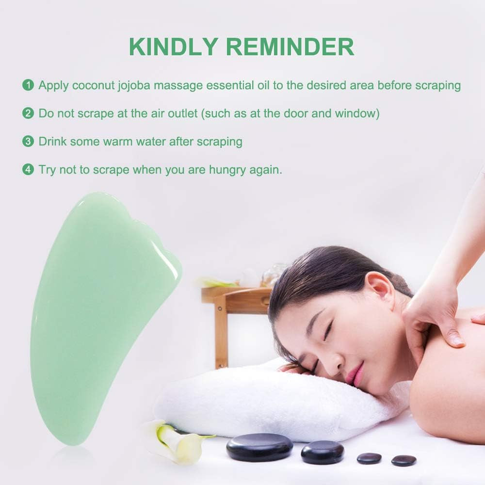 Guasha Massage Tool，Natural Stone Gua Sha Board, 4PCS Guasha Stone Scraping Massage Sets for SPA Acupuncture Physical Therapy Muscle Knots Facial Caring Point Treatment Lymphatic Drainage