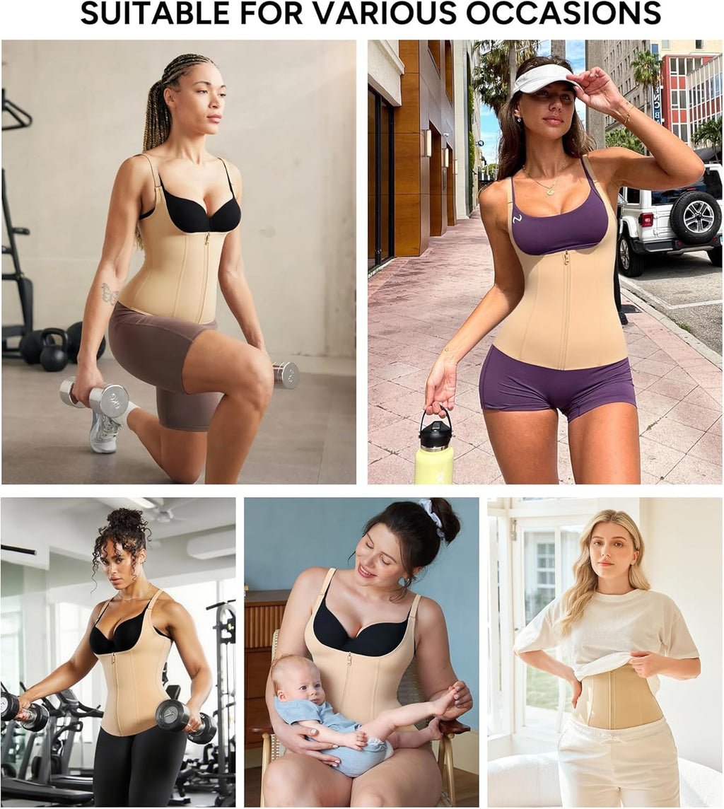Waist Trainer for Women Corset Shapewear with Zipper Women'S Waist Cincher Tank Top with Adjustable Straps