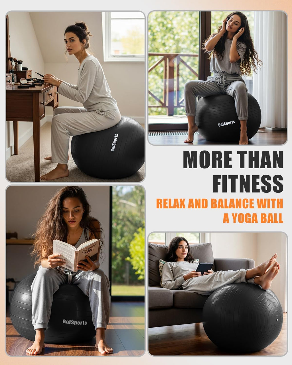 Anti-Burst Slip Resistant Stability Ball - Swiss Ball for Home Gym & Physical Therapy