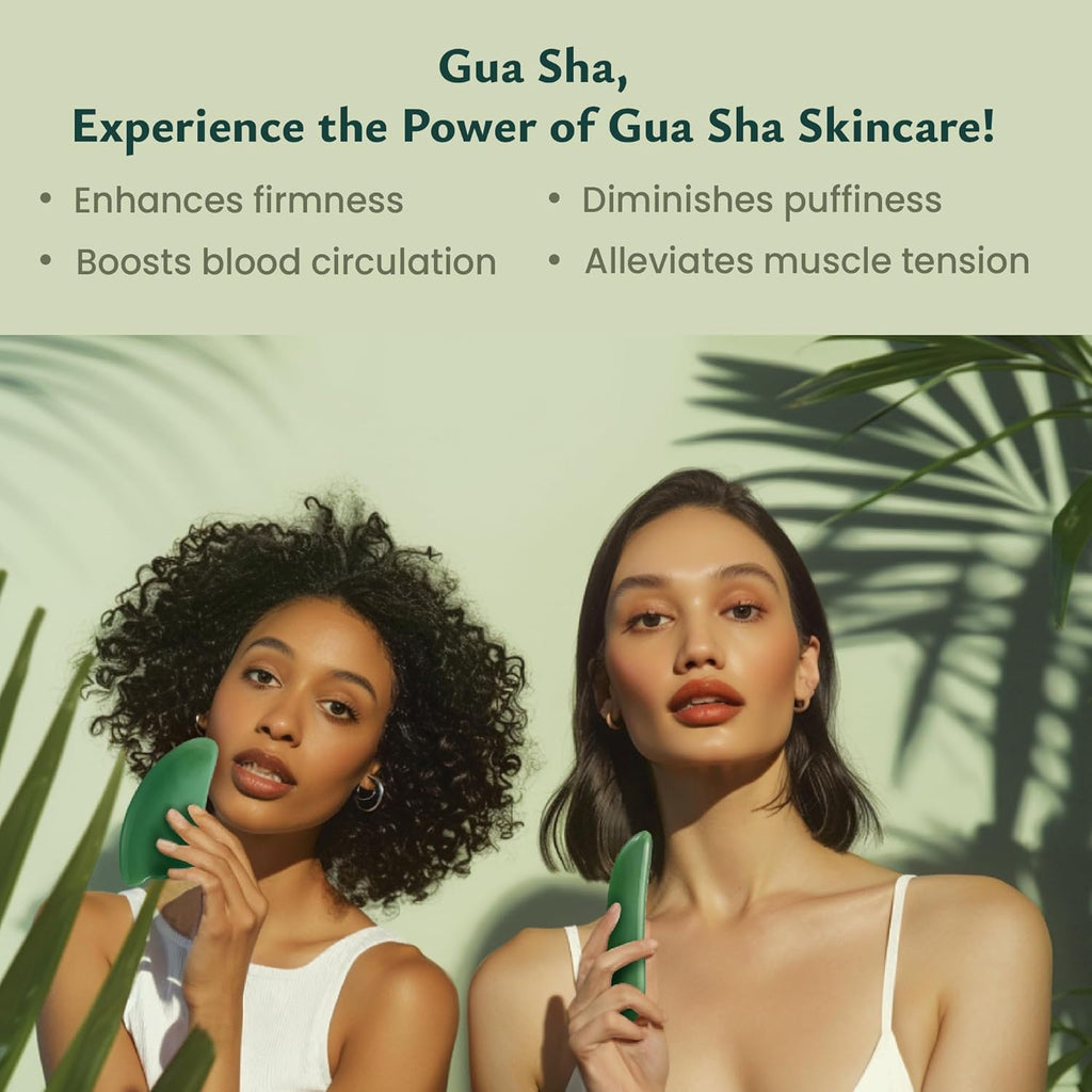 Guasha Massage Tool, 4 Pcs Gua Sha Facial Tool, Guasha Board for SPA Acupuncture Therapy Trigger Point Treatment, Gua Sha Scraping Massage Tool（Green）