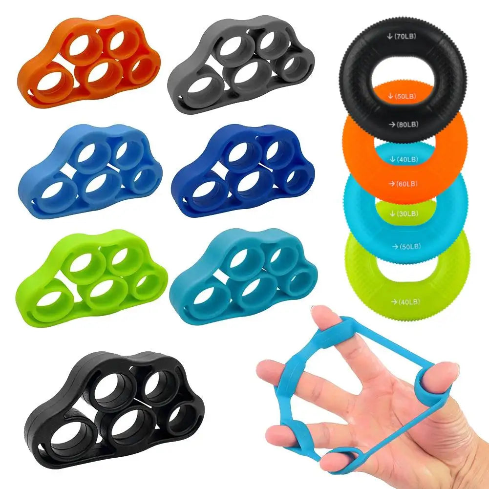 3-1PCS Silicone Finger Gripper Strengthener Trainer Elastic Hand Grip Strengthener Guitar Finger Exerciser Patient Hand Trainer