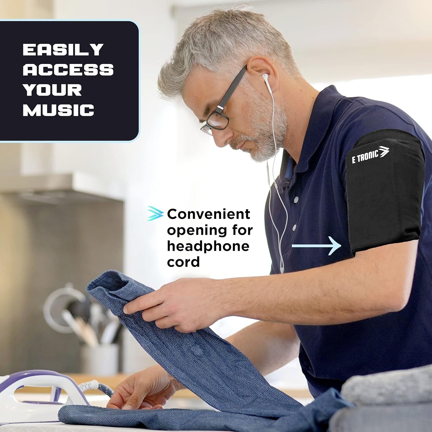 Phone Holder for Running, Cell Phone Arm Bands with Reflective Logo, Phone Strap Armband Fits Iphone and Android, Use for Running, Walking, Hiking and Biking, Blue, XL