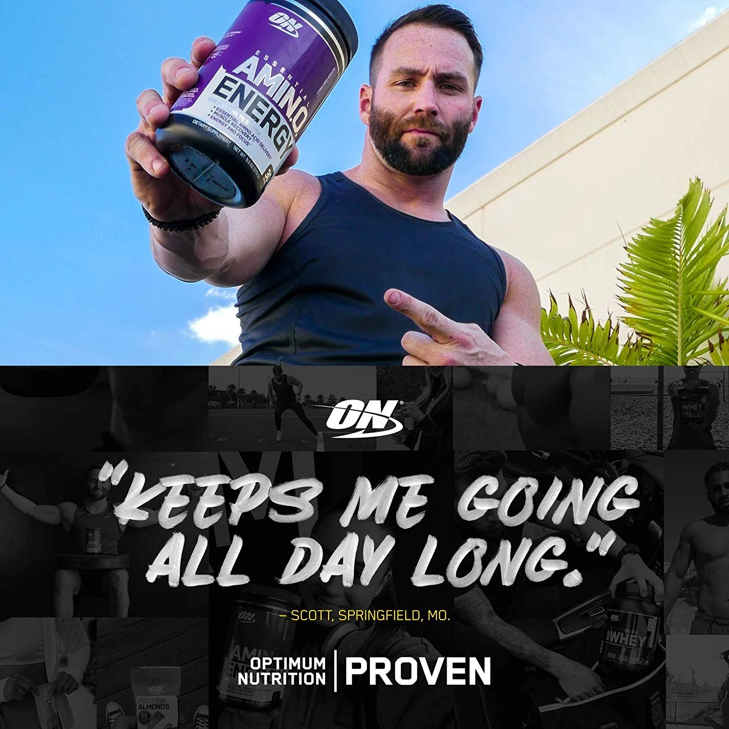 Optimum Nutrition Amino Energy Pre Workout Powder, Green Apple, 30 Servings